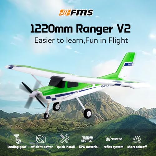 Fms Rc Planes for Adults Beginners 1220mm Ranger Remote Control Airplane with Reflex Green Hobby Rc Airplanes PNP  No Transmitter Battery Charger 