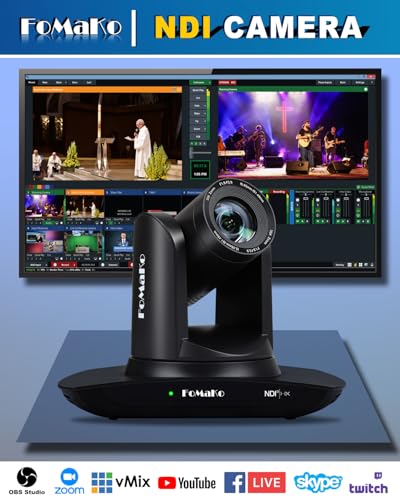 FoMaKo NDI PTZ Camera AI Auto Tracking Gen 3  30x Optical Zoom IP USB3 0 HDMI PTZ Camera for Church Services Worship Education  NDI 6 & NDI HX3 Certified  FMK30UH NDI B  Black Color