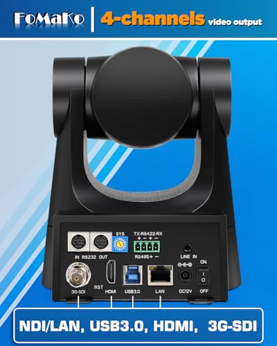 FoMaKo NDI PTZ Camera 30X Optical Zoom  AI Auto Tracking Gen 3  HDMI PTZ Camera for Church Worship Live Services Education Events PoE Official NDI 6 & NDI HX3 Certified  KN30A Pro  Black