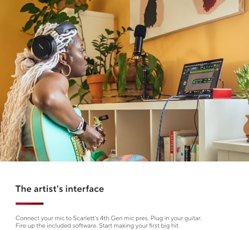 Focusrite Scarlett 2i2 4th Gen USB Audio Interface for Recording  Songwriting  Streaming and Podcasting   High Fidelity  Studio Quality Recording  and All the Software You Need to Record