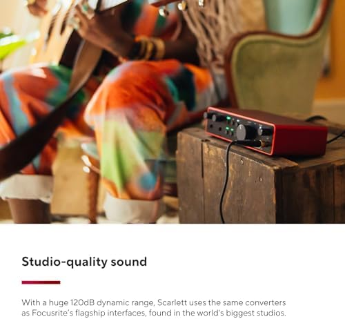 Focusrite Scarlett 2i2 4th Gen USB Audio Interface for Recording  Songwriting  Streaming and Podcasting   High Fidelity  Studio Quality Recording  and All the Software You Need to Record