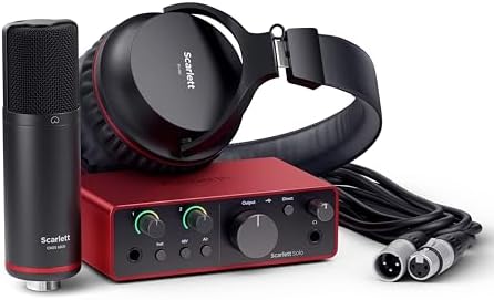 Focusrite Scarlett Solo Studio 4th Gen USB Audio Interface Bundle for the Songwriter  Guitarist or Vocalist with Condenser Microphone and Headphones for Recording  Songwriting  and Podcasting