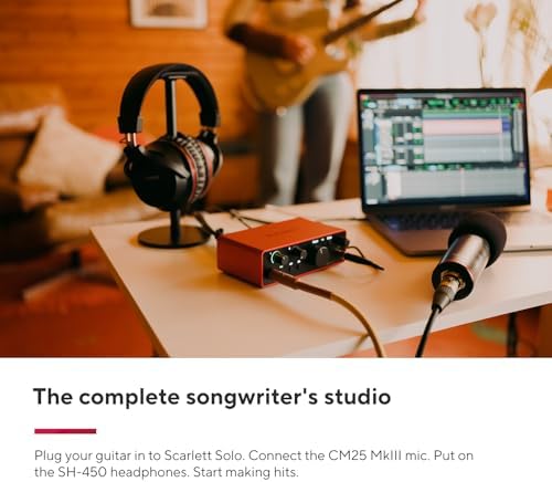 Focusrite Scarlett Solo Studio 4th Gen USB Audio Interface Bundle for the Songwriter  Guitarist or Vocalist with Condenser Microphone and Headphones for Recording  Songwriting  and Podcasting