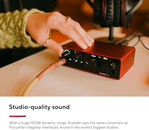 Focusrite Scarlett Solo Studio 4th Gen USB Audio Interface Bundle for the Songwriter  Guitarist or Vocalist with Condenser Microphone and Headphones for Recording  Songwriting  and Podcasting
