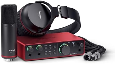 Focusrite Scarlett Solo Studio 4th Gen USB Audio Interface Bundle for the Songwriter  Guitarist or Vocalist with Condenser Microphone and Headphones for Recording  Songwriting  and Podcasting