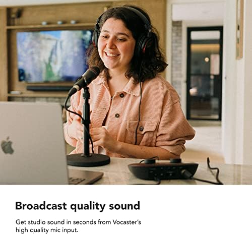 Focusrite Vocaster One — Interfaz de podcasting para grabación como creador en solitario. Utilice ganancia automática, mejora y silencio para facilitar el podcasting. Pequeña, ligera y alimentada por