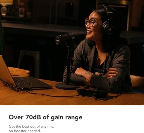 Focusrite Vocaster One Studio   Podcasting Interface for Solo Podcast Recording with Professional Quality Vocaster DM1 Dynamic Microphone & HP60v Headphones  1 Mic Input & Headphone Output