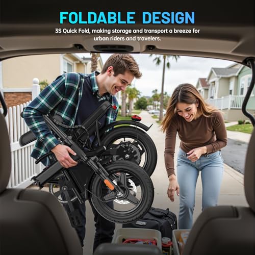 Foldable Electric Bike for Adults  14 Folding E Bike with 500W Peak Motor  Electric Bicycle with 48V Removable Battery UL 2849 Certified  25 Miles PAS Range  Electric Commuter Mini Bikes