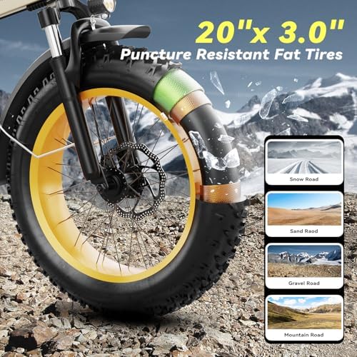 Foldable Electric Bike for Adults  30 MPH  48V 20Ah Removable Battery up to 80Miles  20 Fat Tire Peak 1000W Motor Dirt Ebike Adult Electric Bicycle for City Commute Beach Mountain Adventurous E Bike