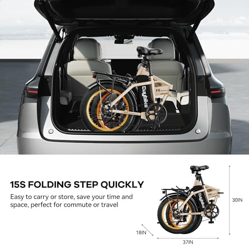 Foldable Electric Bike for Adults  30 MPH  48V 20Ah Removable Battery up to 80Miles  20 Fat Tire Peak 1000W Motor Dirt Ebike Adult Electric Bicycle for City Commute Beach Mountain Adventurous E Bike