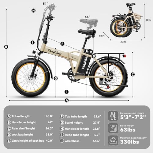 Foldable Electric Bike for Adults  30 MPH  48V 20Ah Removable Battery up to 80Miles  20 Fat Tire Peak 1000W Motor Dirt Ebike Adult Electric Bicycle for City Commute Beach Mountain Adventurous E Bike