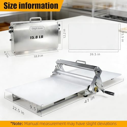 Folding Dough Sheeter  15 5  Folding Dough Rolling Machine Manual Dough Sheeter Stainless Steel Dough Machine With 55 Adjustable Thicknesses  Commercial Grade Capacity  1 Rolling Surface