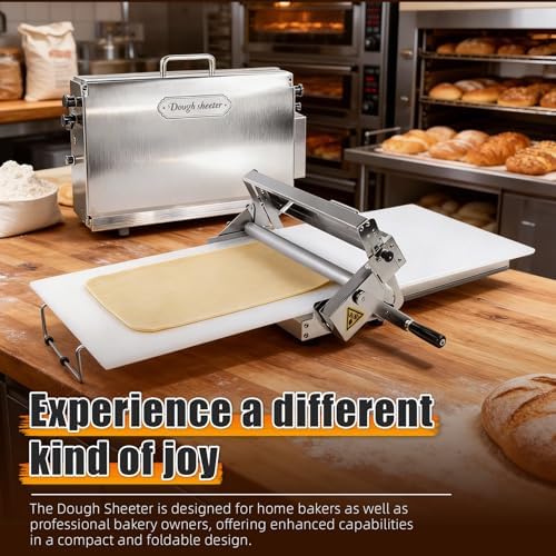 Folding Dough Sheeter  15 5  Folding Dough Rolling Machine Manual Dough Sheeter Stainless Steel Dough Machine With 55 Adjustable Thicknesses  Commercial Grade Capacity  1 Rolling Surface