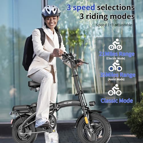 Folding Electric Bike for Adults  400W  Peak 500W  Motor 23MPH Max Speed Foldable Electric Bicycles 14 Ebike  48V12AH Battery 35 Miles PAS Range Mini E Bikes for Adults and Teens