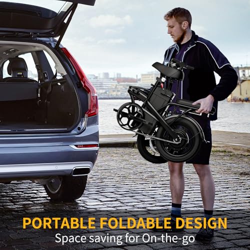 Folding Electric Bike for Adults 750W Peak Motor 20mph Speed 36V Removeable Battery 40miles PAS Range 14 inch Compact Foldable Electric Bike Folding ebike Adults for Riding Commuting