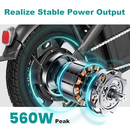 Folding Electric Bike for Adults and Teens, 560W Motor 24MPH Compact Commuter Ebike, 32 Miles Range, 48V 10Ah Battery, 3-Level Pedal Assist, 14" Foldable Mini Electric Bicycle, UL 2849 Certified