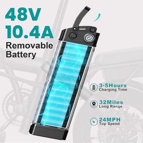 Folding Electric Bike for Adults and Teens, 560W Motor 24MPH Compact Commuter Ebike, 32 Miles Range, 48V 10Ah Battery, 3-Level Pedal Assist, 14" Foldable Mini Electric Bicycle, UL 2849 Certified
