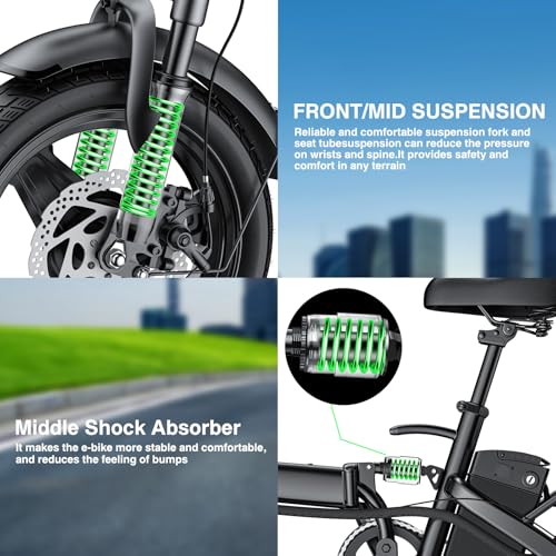 Folding Electric Bike for Adults and Teens, 560W Motor 24MPH Compact Commuter Ebike, 32 Miles Range, 48V 10Ah Battery, 3-Level Pedal Assist, 14" Foldable Mini Electric Bicycle, UL 2849 Certified