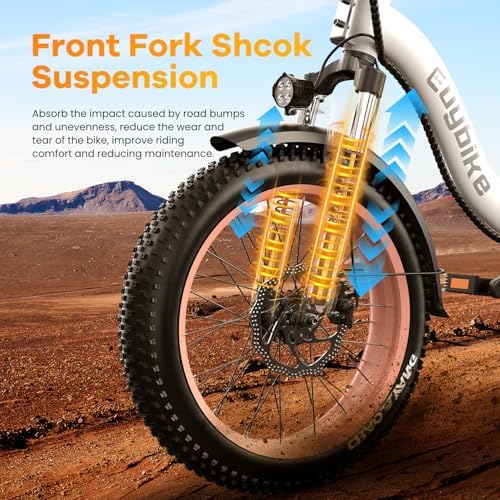 Folding Electric Bike for Adults with Peak 1000W Motor  48V 20AH Battery up to 30MPH 80 Miles  20 Fat Tire All Terrain Ebike  Front Suspension 7 Speed Commuter E Bike  Step Thru  UL Certified