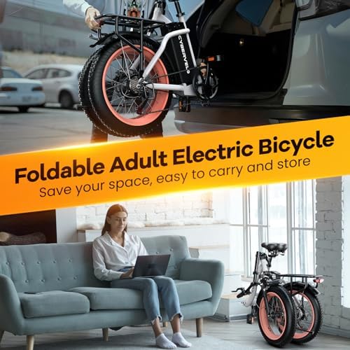 Folding Electric Bike for Adults with Peak 1000W Motor  48V 20AH Battery up to 30MPH 80 Miles  20 Fat Tire All Terrain Ebike  Front Suspension 7 Speed Commuter E Bike  Step Thru  UL Certified