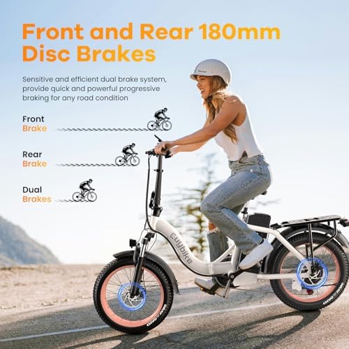 Folding Electric Bike for Adults with Peak 1000W Motor  48V 20AH Battery up to 30MPH 80 Miles  20 Fat Tire All Terrain Ebike  Front Suspension 7 Speed Commuter E Bike  Step Thru  UL Certified