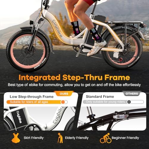 Folding Electric Bike for Adults with Peak 1000W Motor  48V 20AH Battery up to 30MPH 80 Miles  20 Fat Tire All Terrain Ebike  Front Suspension 7 Speed Commuter E Bike  Step Thru  UL Certified