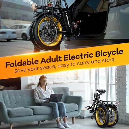 Folding Electric Bike for Adults with Peak 1000W Motor  48V 20AH Battery up to 30MPH 80 Miles  20 Fat Tire All Terrain Ebike  Front Suspension 7 Speed Commuter E Bike  Step Thru  UL Certified
