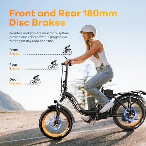 Folding Electric Bike for Adults with Peak 1000W Motor  48V 20AH Battery up to 30MPH 80 Miles  20 Fat Tire All Terrain Ebike  Front Suspension 7 Speed Commuter E Bike  Step Thru  UL Certified