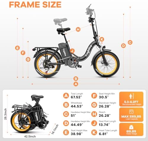 Folding Electric Bike for Adults with Peak 1000W Motor  48V 20AH Battery up to 30MPH 80 Miles  20 Fat Tire All Terrain Ebike  Front Suspension 7 Speed Commuter E Bike  Step Thru  UL Certified