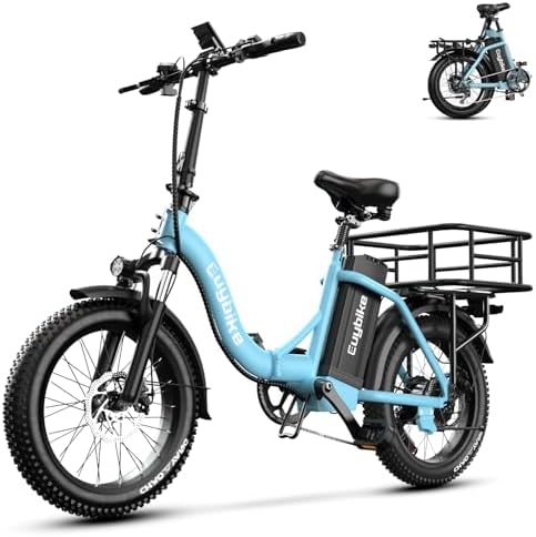Folding Electric Bike for Adults with Peak 1000W Motor  48V 20AH Battery up to 30MPH 80 Miles  20 Fat Tire All Terrain Ebike  Front Suspension 7 Speed Commuter E Bike  Step Thru  UL Certified