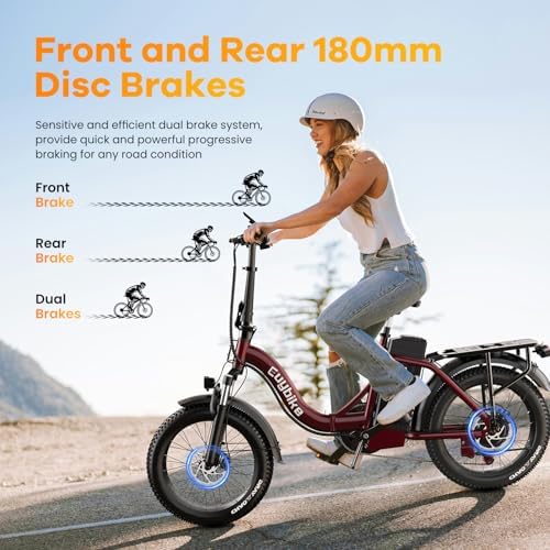Folding Electric Bike for Adults with Peak 1000W Motor  48V 20AH Battery up to 30MPH 80 Miles  20 Fat Tire All Terrain Ebike  Front Suspension 7 Speed Commuter E Bike  Step Thru  UL Certified
