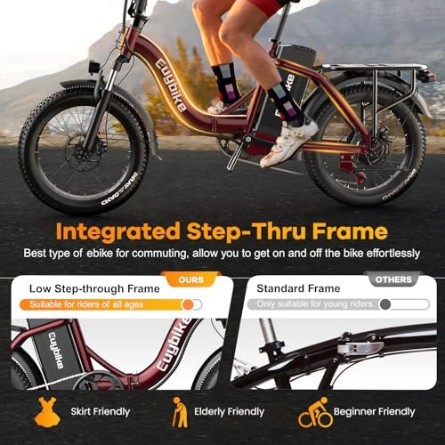 Folding Electric Bike for Adults with Peak 1000W Motor  48V 20AH Battery up to 30MPH 80 Miles  20 Fat Tire All Terrain Ebike  Front Suspension 7 Speed Commuter E Bike  Step Thru  UL Certified