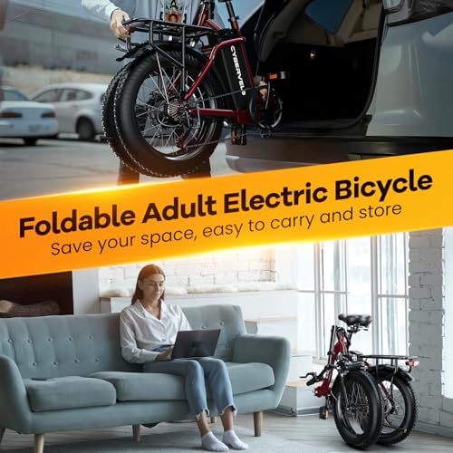 Folding Electric Bike for Adults with Peak 1000W Motor  48V 20AH Battery up to 30MPH 80 Miles  20 Fat Tire All Terrain Ebike  Front Suspension 7 Speed Commuter E Bike  Step Thru  UL Certified