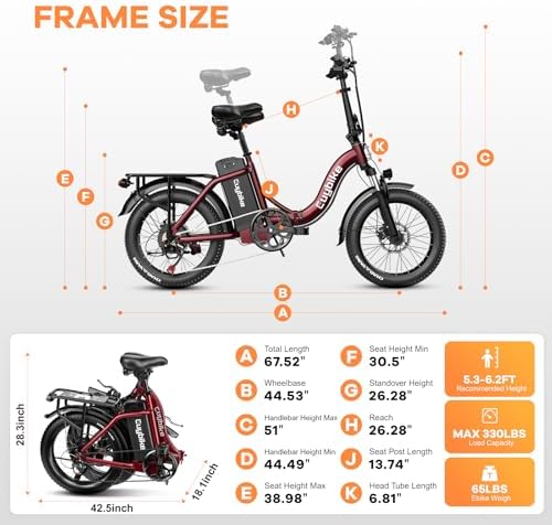 Folding Electric Bike for Adults with Peak 1000W Motor  48V 20AH Battery up to 30MPH 80 Miles  20 Fat Tire All Terrain Ebike  Front Suspension 7 Speed Commuter E Bike  Step Thru  UL Certified