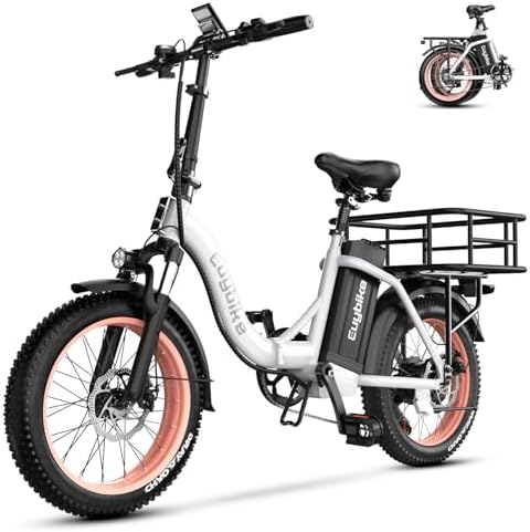Folding Electric Bike for Adults with Peak 1000W Motor  48V 20AH Battery up to 30MPH 80 Miles  20 Fat Tire All Terrain Ebike  Front Suspension 7 Speed Commuter E Bike  Step Thru  UL Certified