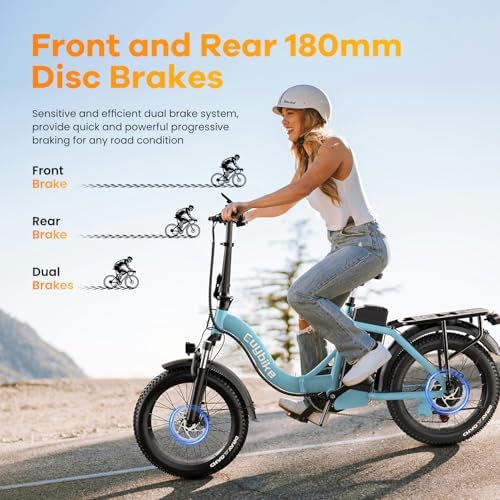 Folding Electric Bike for Adults with Peak 1000W Motor  48V 20AH Battery up to 30MPH 80 Miles  20 Fat Tire All Terrain Ebike  Front Suspension 7 Speed Commuter E Bike  Step Thru  UL Certified