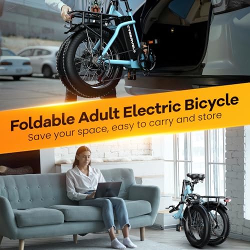 Folding Electric Bike for Adults with Peak 1000W Motor  48V 20AH Battery up to 30MPH 80 Miles  20 Fat Tire All Terrain Ebike  Front Suspension 7 Speed Commuter E Bike  Step Thru  UL Certified