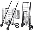 Folding Shopping Cart Utility Cart with Double Basket and Swivel Wheels 