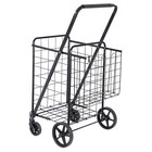 Folding Shopping Cart Utility Cart with Double Basket and Swivel Wheels 
