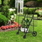 Folding Shopping Cart Utility Cart with Double Basket and Swivel Wheels 