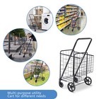 Folding Shopping Cart Utility Cart with Double Basket and Swivel Wheels 