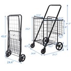 Folding Shopping Cart Utility Cart with Double Basket and Swivel Wheels 