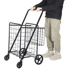 Folding Shopping Cart Utility Cart with Double Basket and Swivel Wheels 