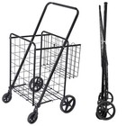 Folding Shopping Cart Utility Cart with Double Basket and Swivel Wheels 
