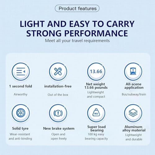 Folding Wheelchair Portable Transit Chair Lightweight Mobility Aid Wheel Chairs Four Wheel Rollator with Adjustable Safety Strap PU Wheels for Travel Adult Elderly Disable 200 lbs A