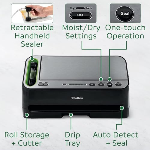 FoodSaver V4400 2 in 1 Vacuum Sealer Machine with Automatic Vacuum Sealer Bag Detection and Starter Kit