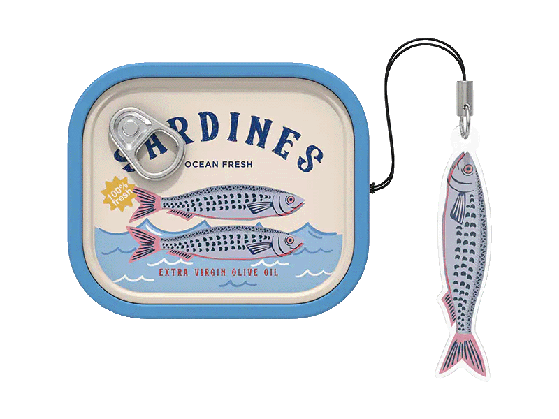 Food Can Case, Sardines para Buds4 y Buds4 Pro, Azul