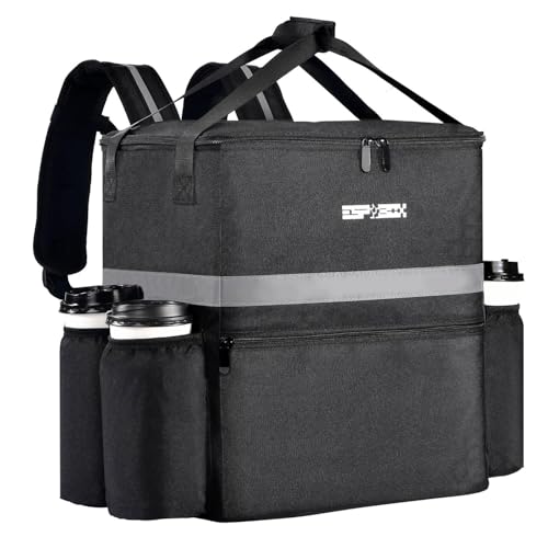 Food Delivery Backpack with 4 Cup Holder  Insulated Pizza Delivery Bag for Delivery Bike  Large Leakproof Delivery Bags for Hot/Cold Food for Uber Eats  Doordash  Postmates Black