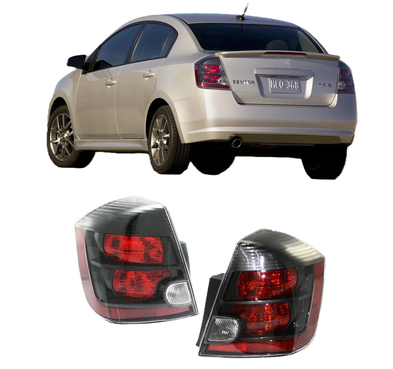 For 2007 2009 Nissan Sentra Tail Light Driver & Passenger PAIR Smoked