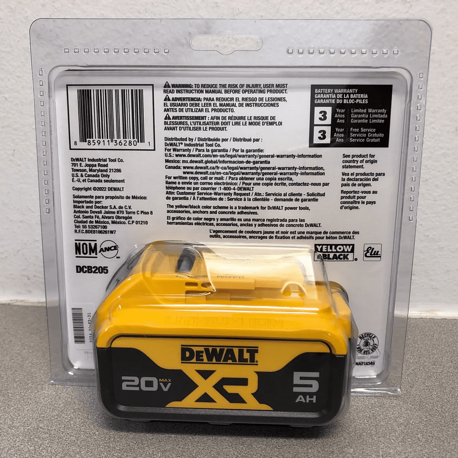 For DeWalt 20V MAX XR DCB205 5 Ah Lithium Ion Battery